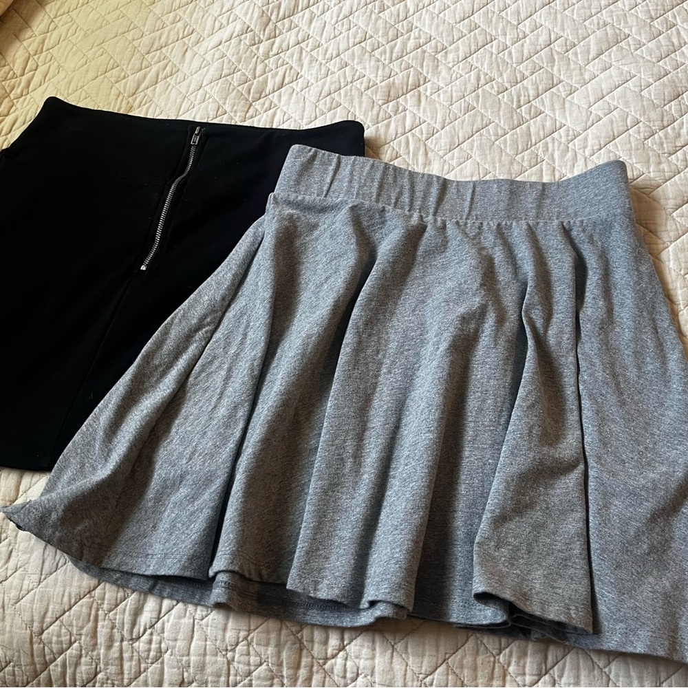 Forever 21 Gray A-Line and Xhilaration Black Pencil Miniskirts